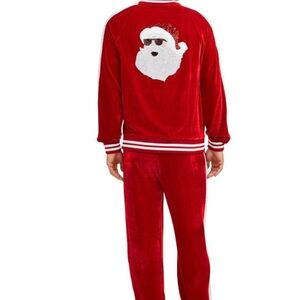 NWOT Red and Pink Santa Track Set Jacket & Pants Velour with Sequins - Unisex